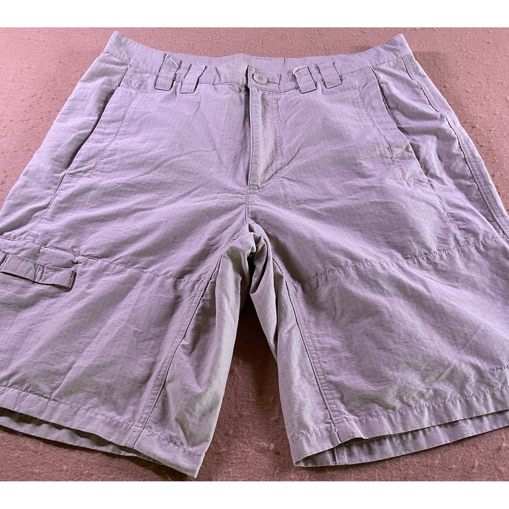 Columbia Mens Omni-Shade Cargo Shorts Tan Ripstop Hiking Outdoor Size 32